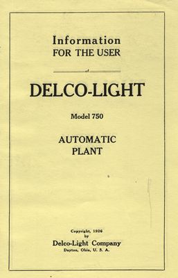 Delco-Light Model 750 (Manual)