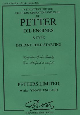 Petter S Type Oil Engine Instant Cold Starting (Manual)
