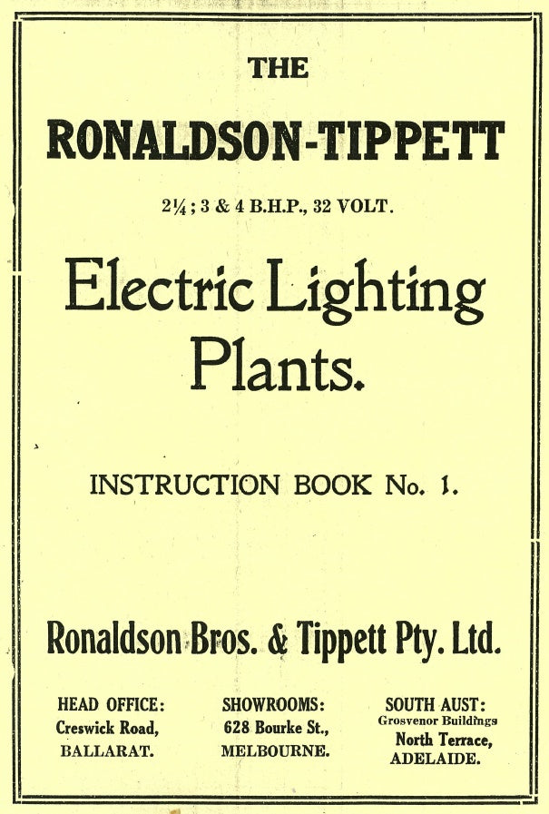 Ronaldson-Tippett Electric Lighting Plants (Manual)