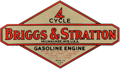 Briggs and Stratton Gasoline Engine 3.75" x 2.25" (Decal)