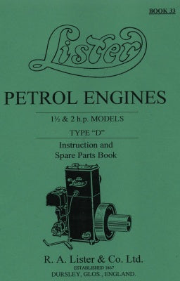 Lister D Type Petrol Engines 1.5 & 2HP - Book 33 (Manual)