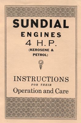 Sundial 4HP Kerosene & Petrol Type A Engine (Manual)